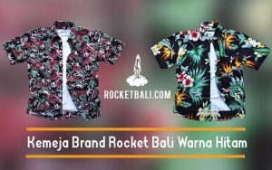 Kemeja Pantai Motif Heliconia Warna Hitam